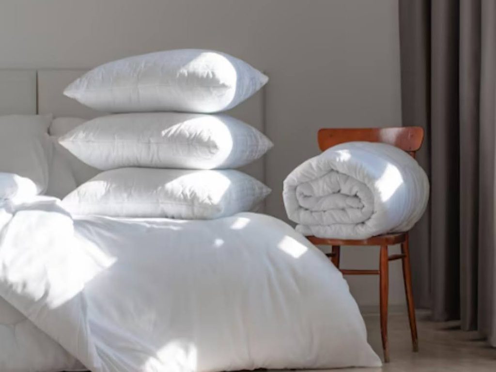 Folded hotel bedding