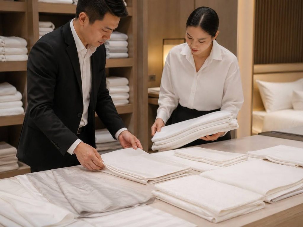 Hotel linen bedding stack